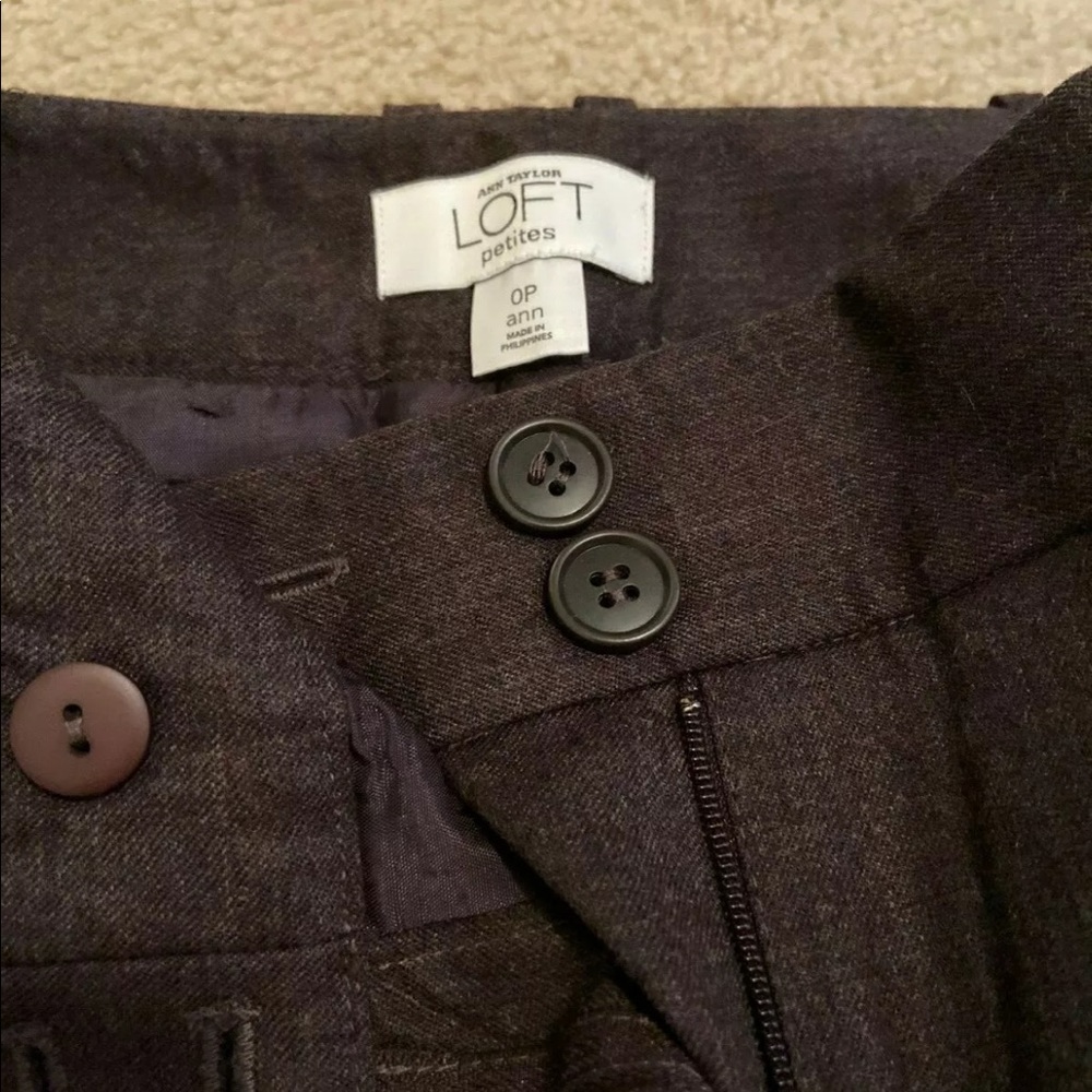 Loft "Ann" 100% Wool Dark Gray Pants Size 0 Petite